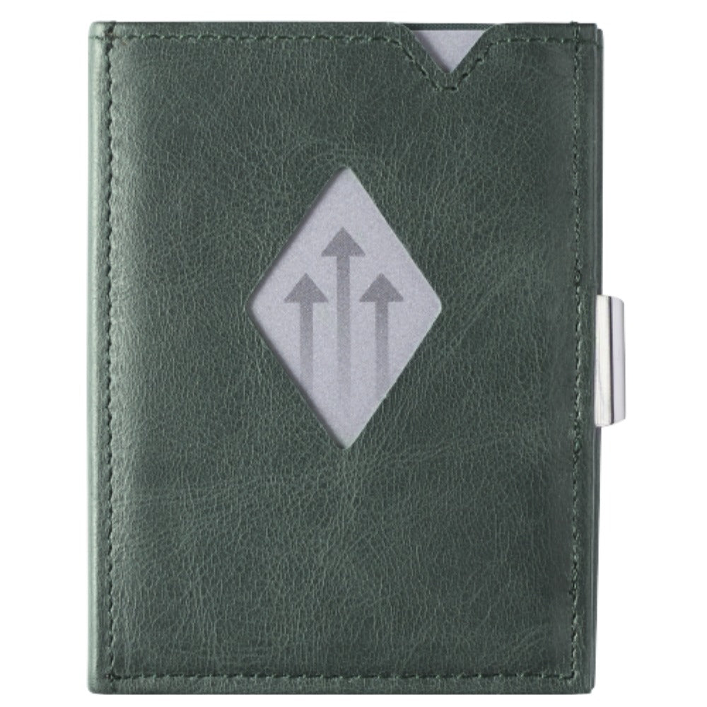 Exentri Wallets Leather RFID-Blocking Tri-Fold Wallet with Stainless Steel Clasp - Emerald Green