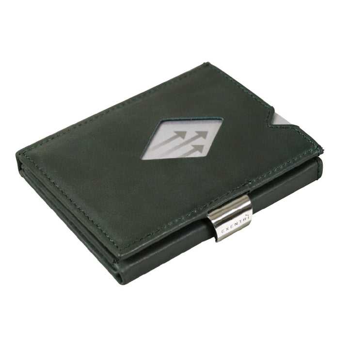 Exentri Wallets Leather RFID-Blocking Tri-Fold Wallet with Stainless Steel Clasp - Emerald Green