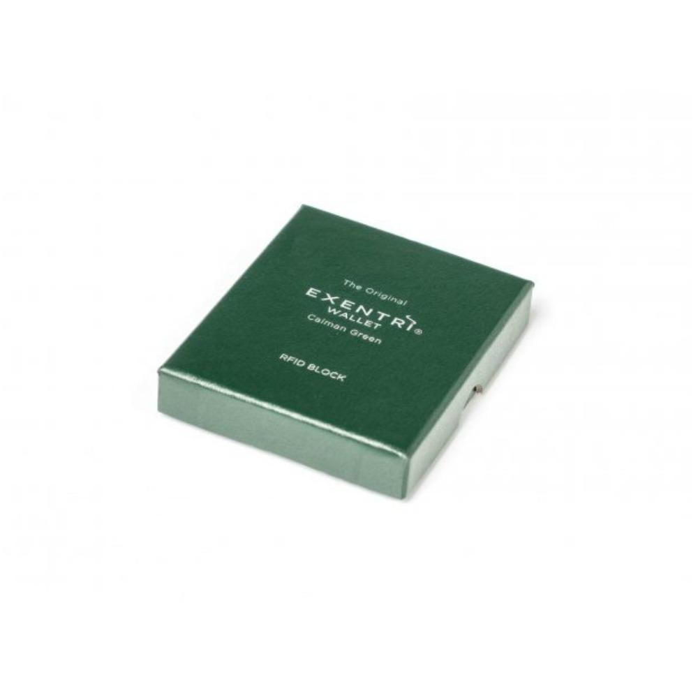 Exentri Wallets Leather RFID-Blocking Tri-Fold Wallet with Stainless Steel Clasp - Caiman Green
