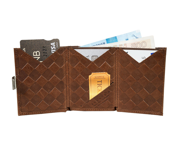 Exentri Tri-Fold Wallet - Hazelnut Chess