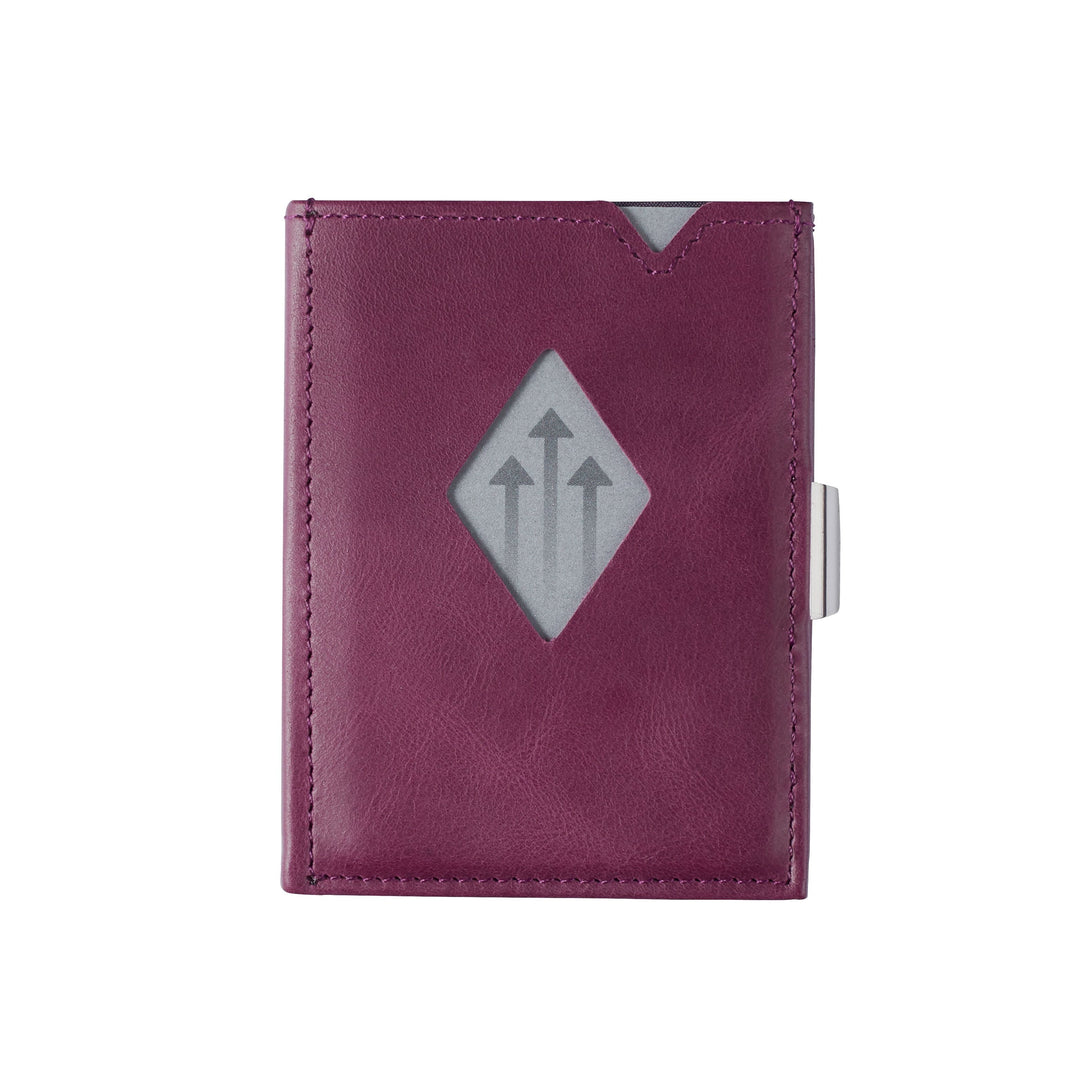 Exentri Wallets Leather RFID-Blocking Tri-Fold Wallet with Stainless Steel Clasp - Purple