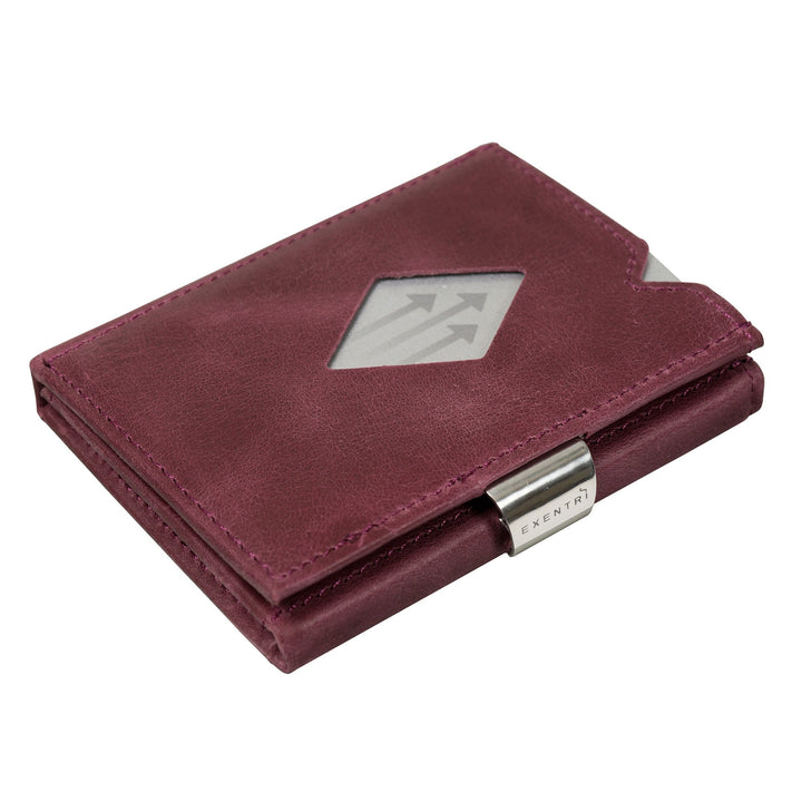 Exentri Wallets Leather RFID-Blocking Tri-Fold Wallet with Stainless Steel Clasp - Purple