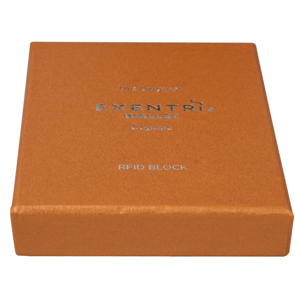 Exentri Wallets Leather RFID-Blocking Tri-Fold Wallet with Stainless Steel Clasp - Cognac