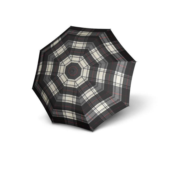 Knirps T.760 Automatic Stick Umbrella with Hook Handle - Black & White Check